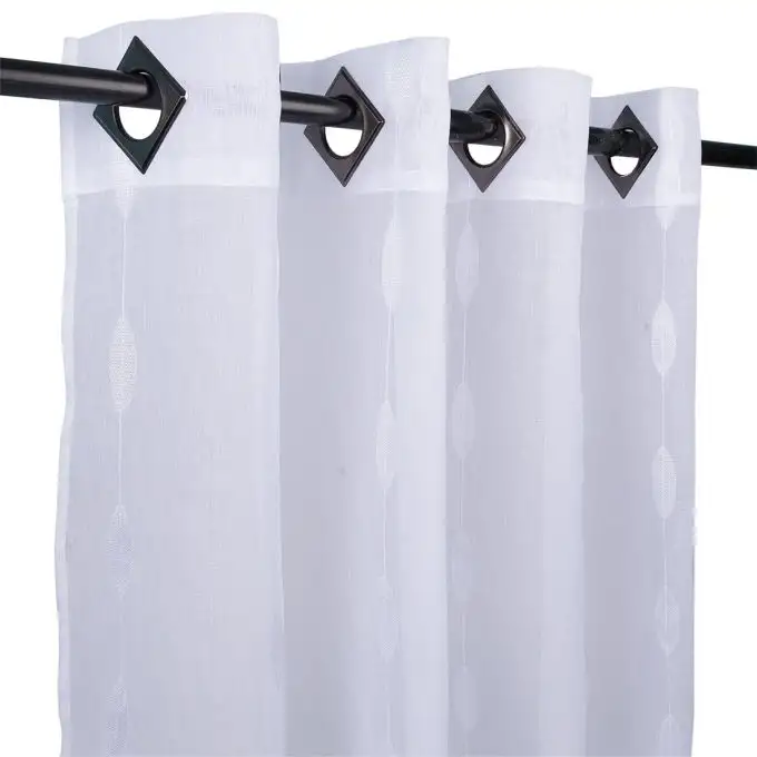 Tenda ricamata foglia grigia