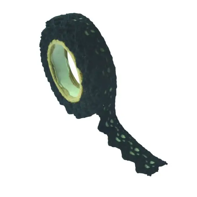 Nastro adesivo in tessuto pizzo cotone nero 17x2.5m