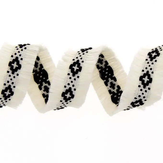 Galon doppia frangia bianco 32mm