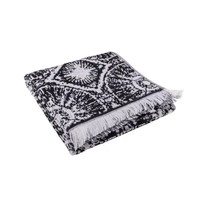Asciugamano nero e bianco effetto jacquard
