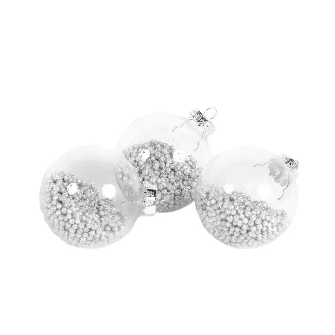 Set di 3 sfere argento in vetro 6 cm