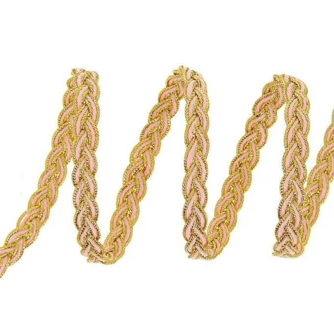 Treccia intrecciata lucida rosa cipria 7mm