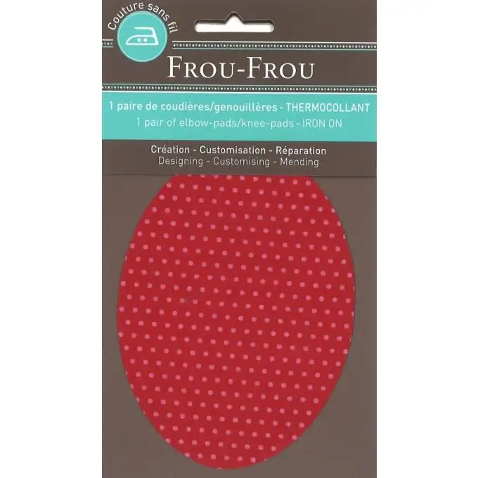 1 paio di gomiti/ginocchia termoadesivi pois rosa 8.8x12.1cm