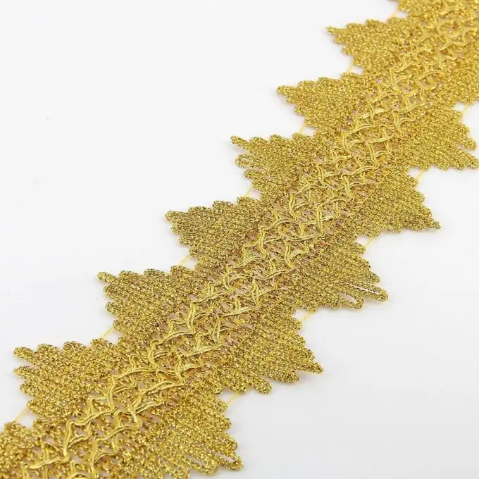 Galon luminoso con frange zigzag oro 75 mm
