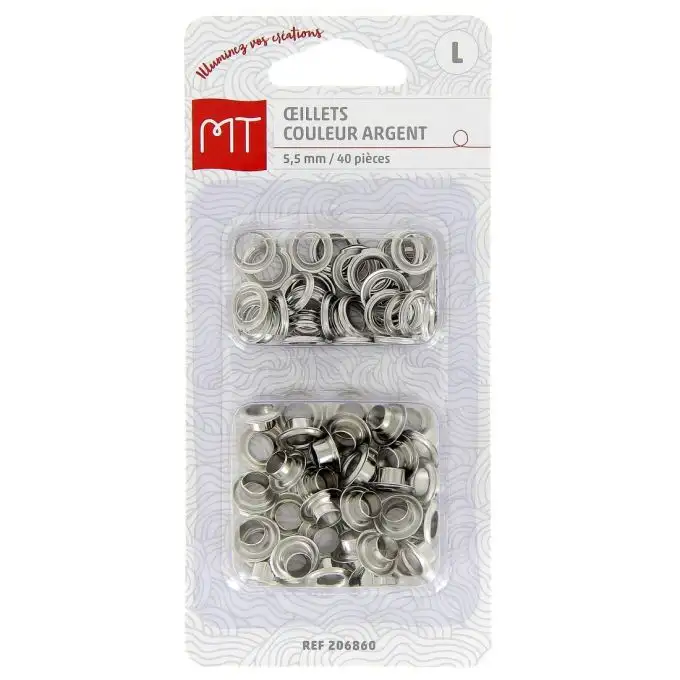 40 Occhielli e rondelle 5.5 mm argento