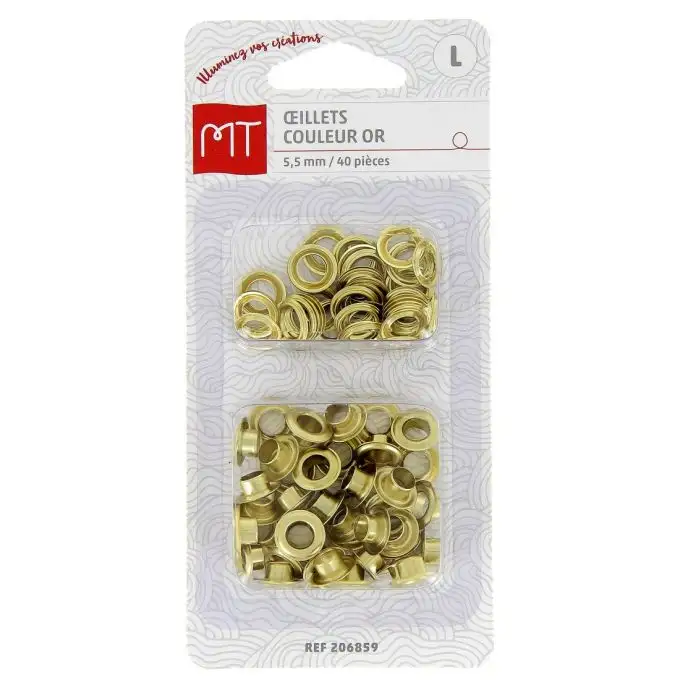 40 occhielli e rondelle 5.5 mm oro