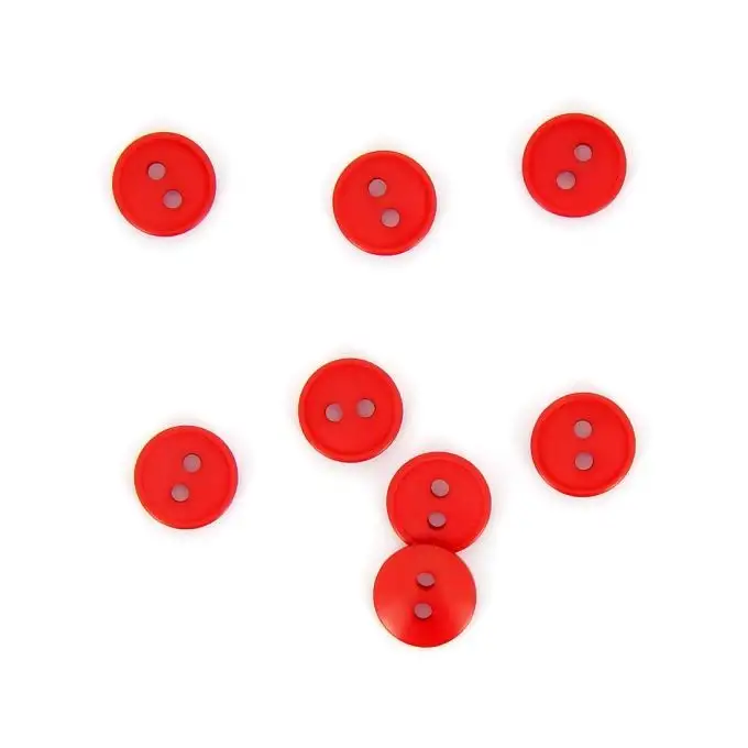 bottoni piatti 2 fori rosso 11 mm