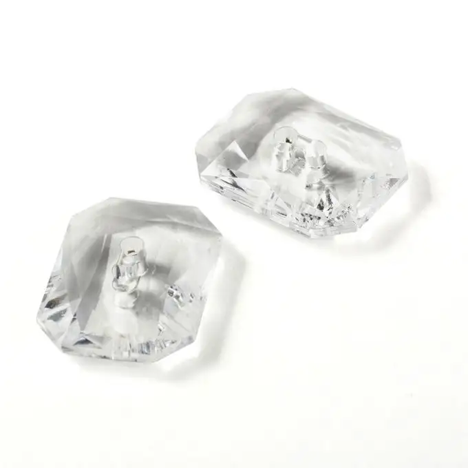 Bottoni gioiello rettangolo 25x32mm - Trasparente