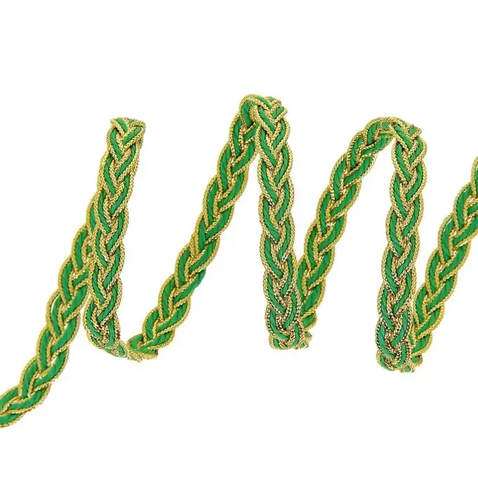 Treccia ricamata brillante verde 7mm