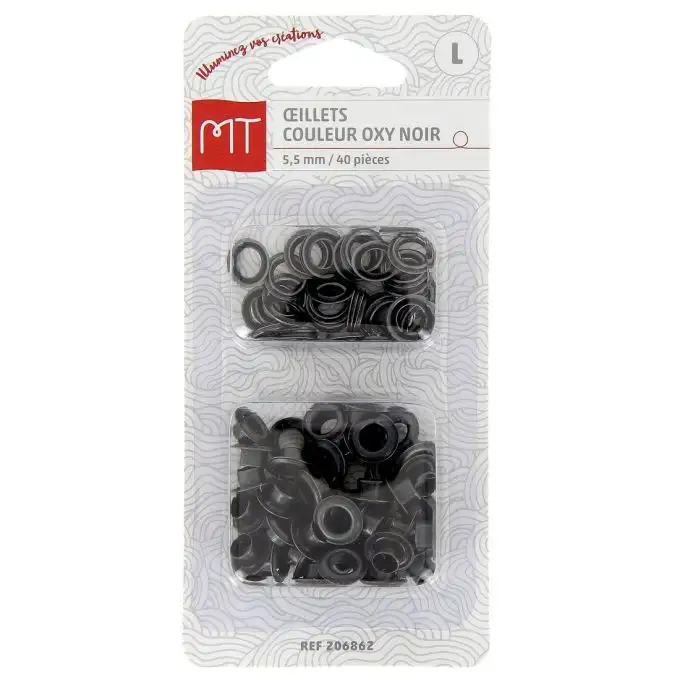 40 occhielli e rondelle 5.5 mm nero