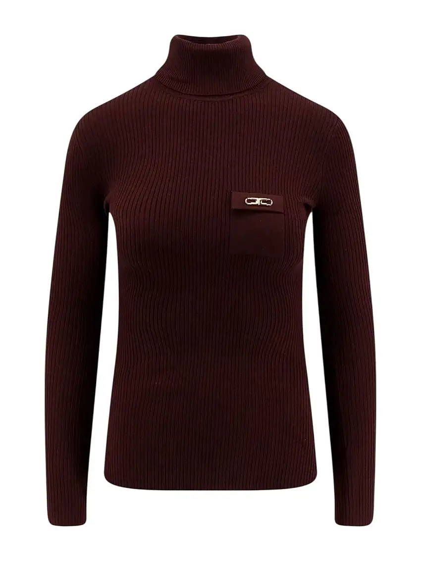 ELISABETTA FRANCHI Women's Turtleneck Sweater MK11B56E2 EA4 MERLOT