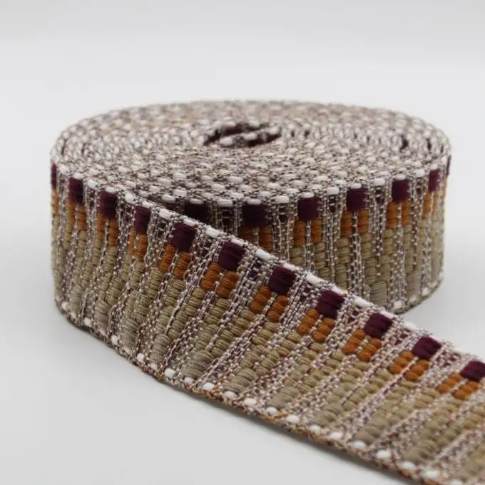 Cinghia etnica a motivo zig zag beige e marrone 38mm