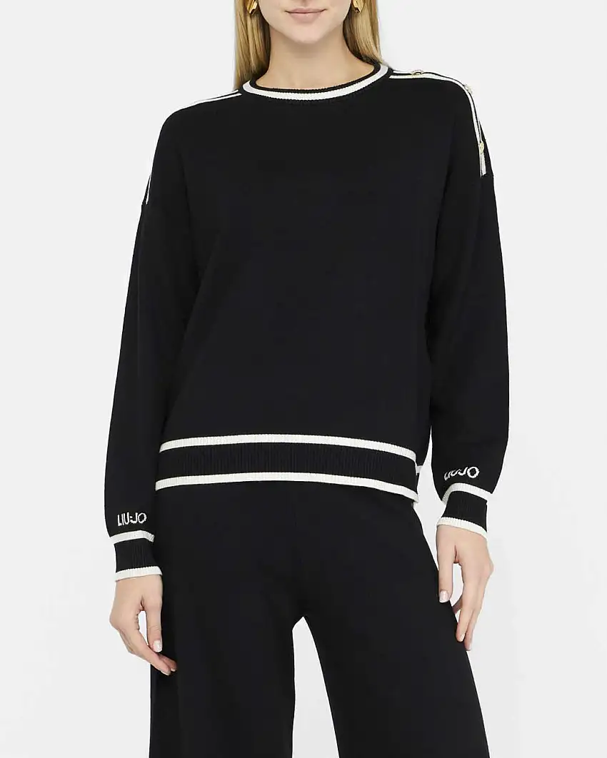 Maglia Liu Jo Sport nera in viscosa con dettagli a contrasto