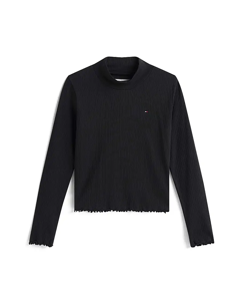 T-shirt lupetto Tommy Hilfiger nera in cotone stretch