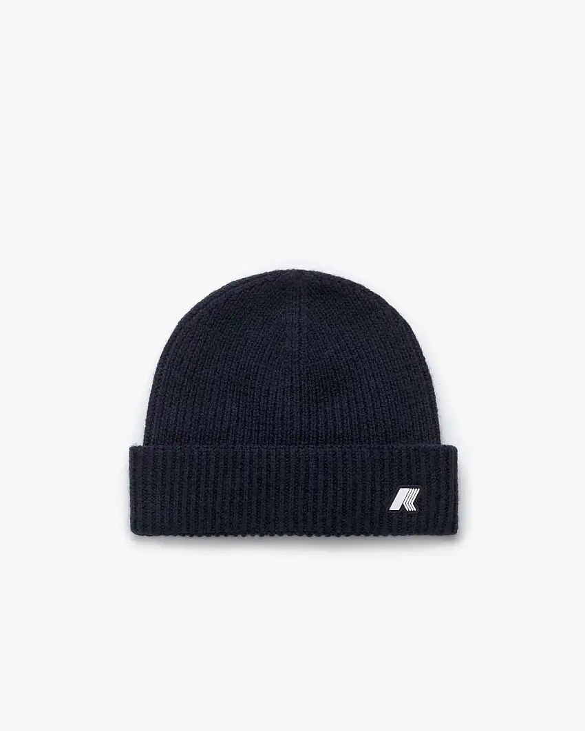 Berretto K-way blu in lana a costine