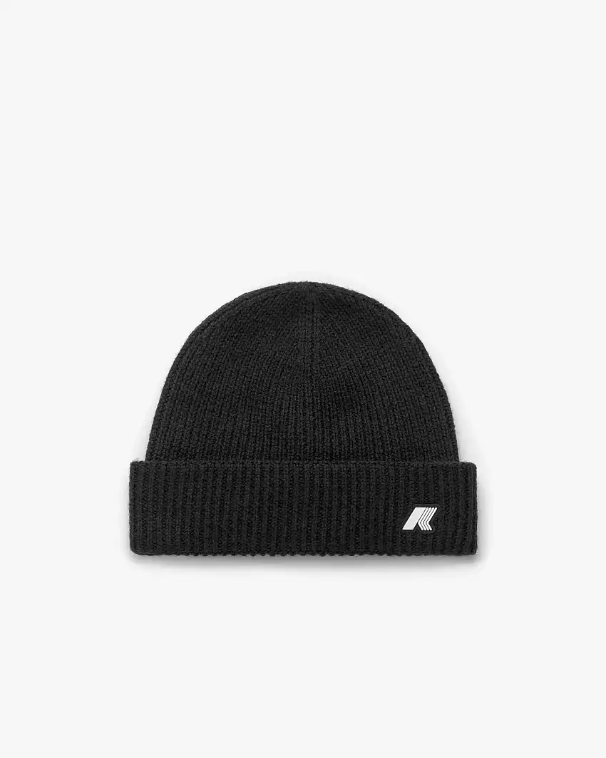 Berretto K-way nero in lana a costine