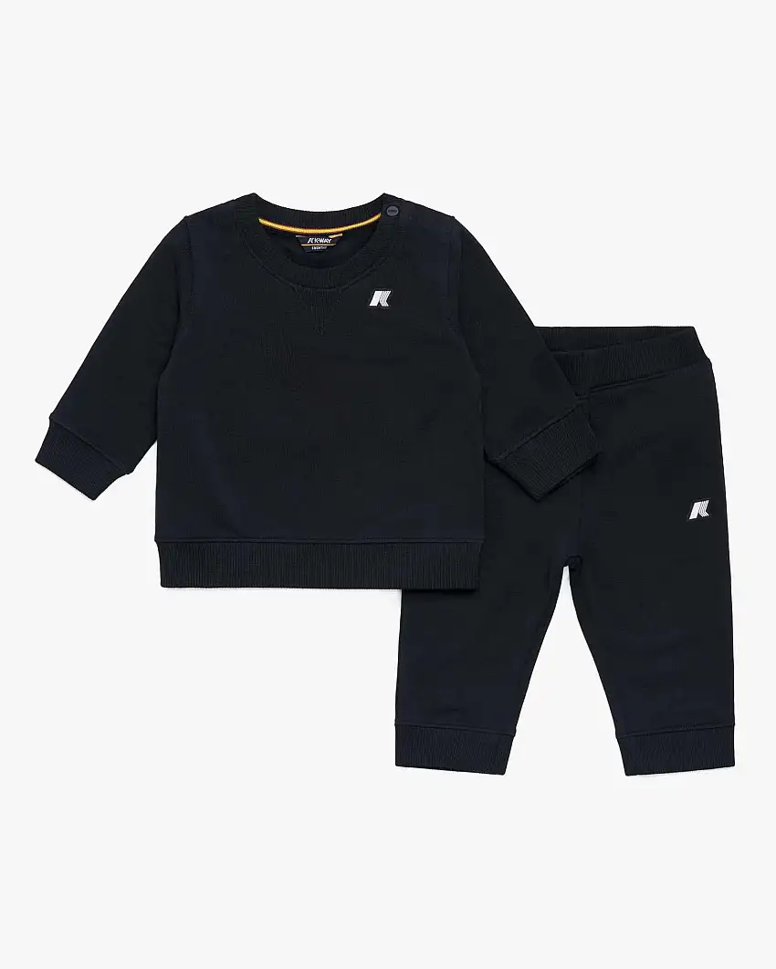 Completo K-way blu felpa e pantalone in cotone stretch