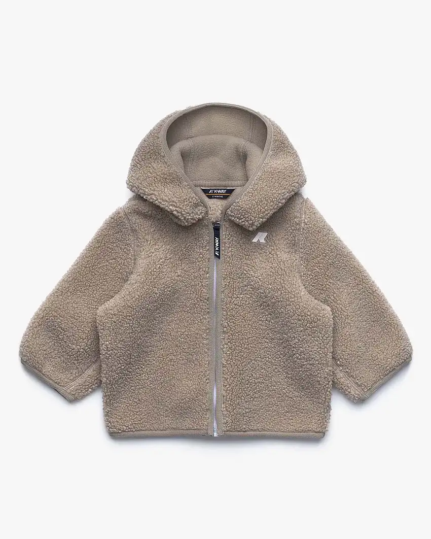 Giubbino teddy K-way Janne Polar taupe con cappuccio
