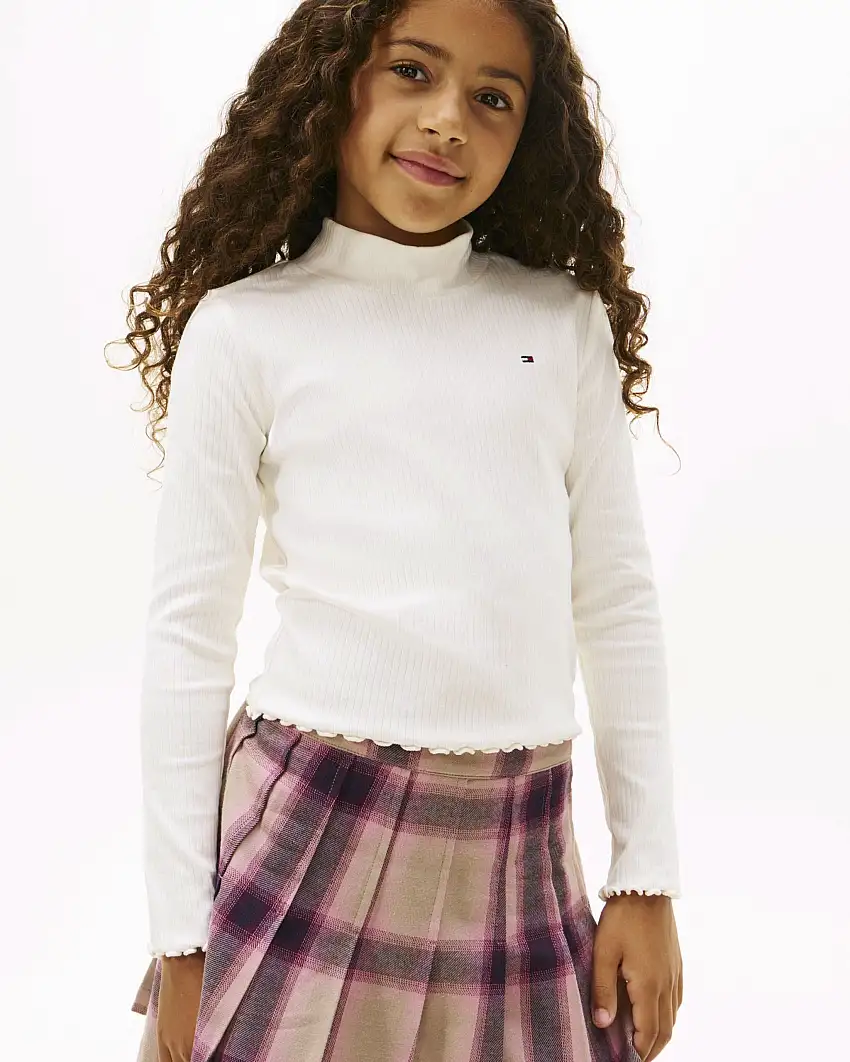 T-shirt lupetto Tommy Hilfiger bianca in cotone stretch