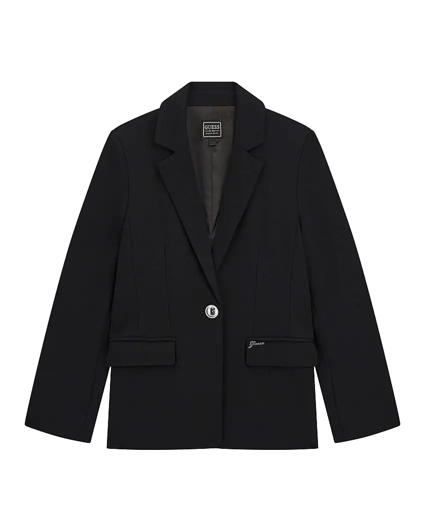 Blazer Guess nero in punto Milano in misto viscosa stretch