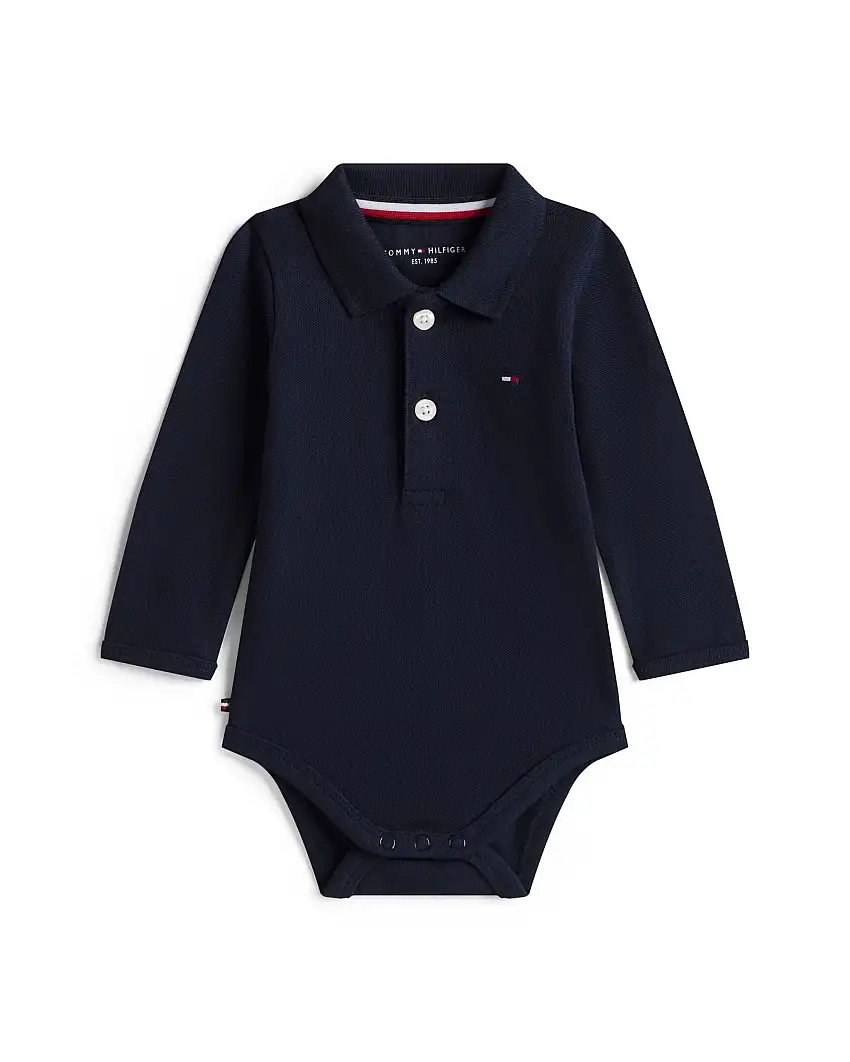 Body polo Tommy Hilfiger blu in piquè di cotone