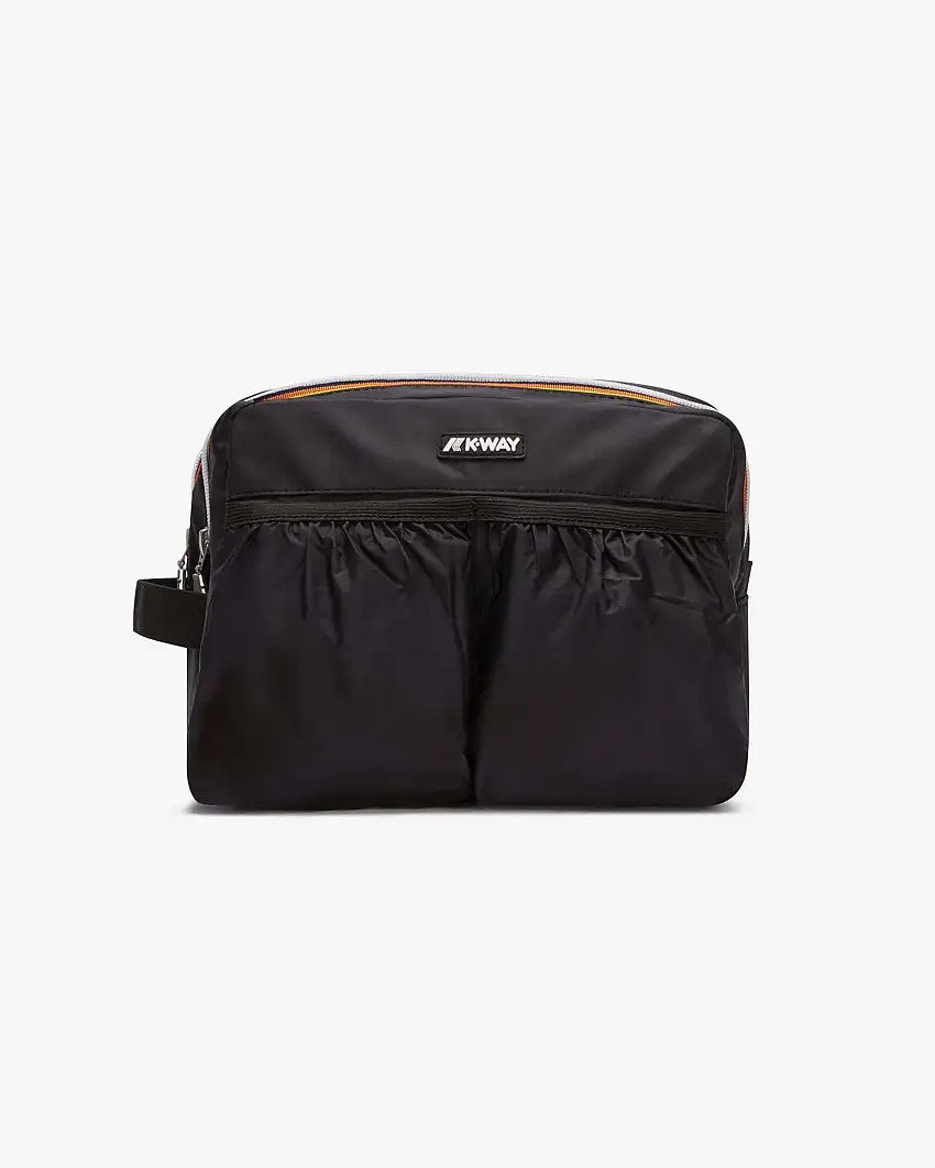 Beauty case K-way Albas nero in nylon impermeabile con doppio scomparto