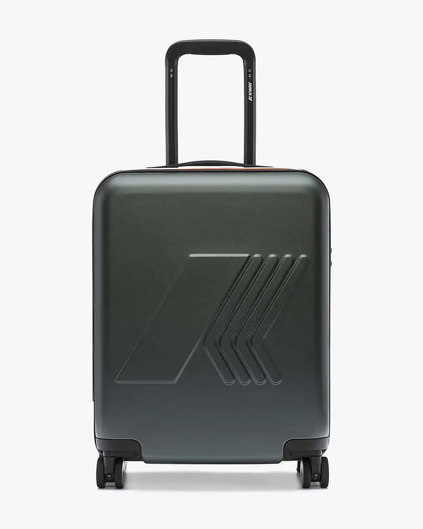 Trolley K-way Eudoxie verde militare con logo impresso