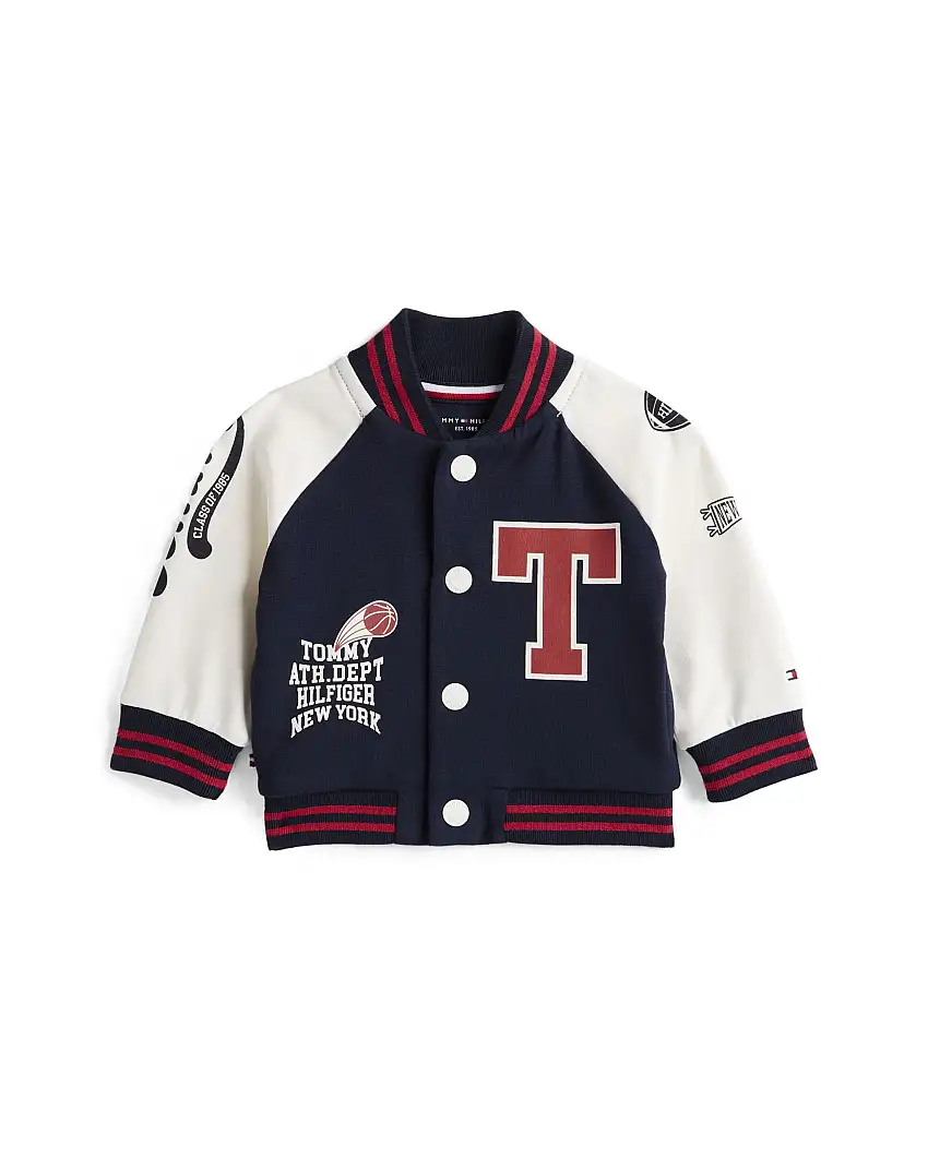 Bomber college blu Tommy Hilfiger con stampe multicolor