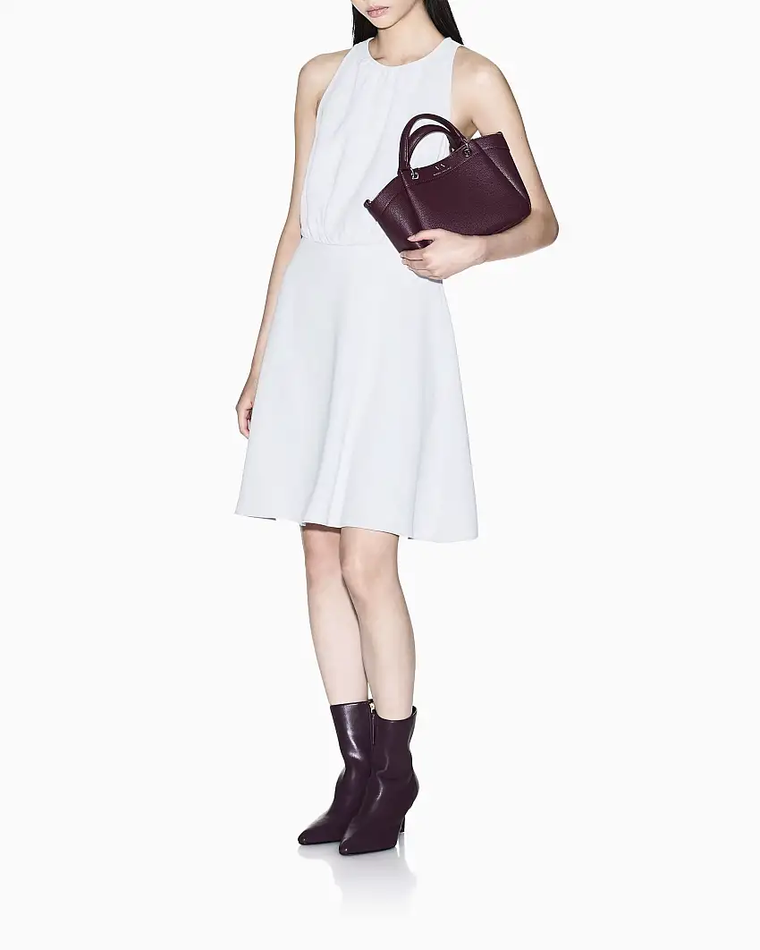 Abito Armani Exchange grigio chiaro in tessuto liscio con dettaglio arricciato