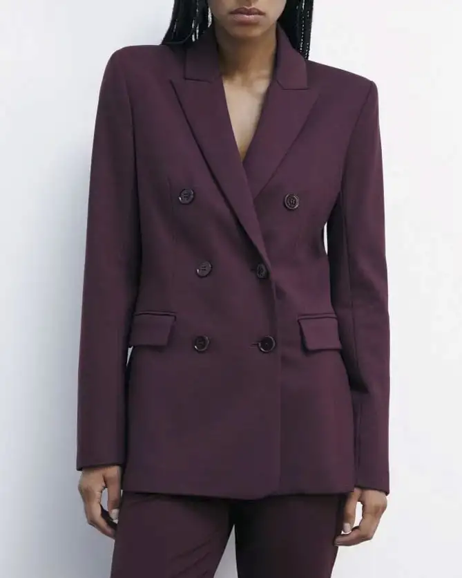 Blazer bordeaux doppiopetto Patrizia Pepe in punto stoffa elasticizzato di misto viscosa