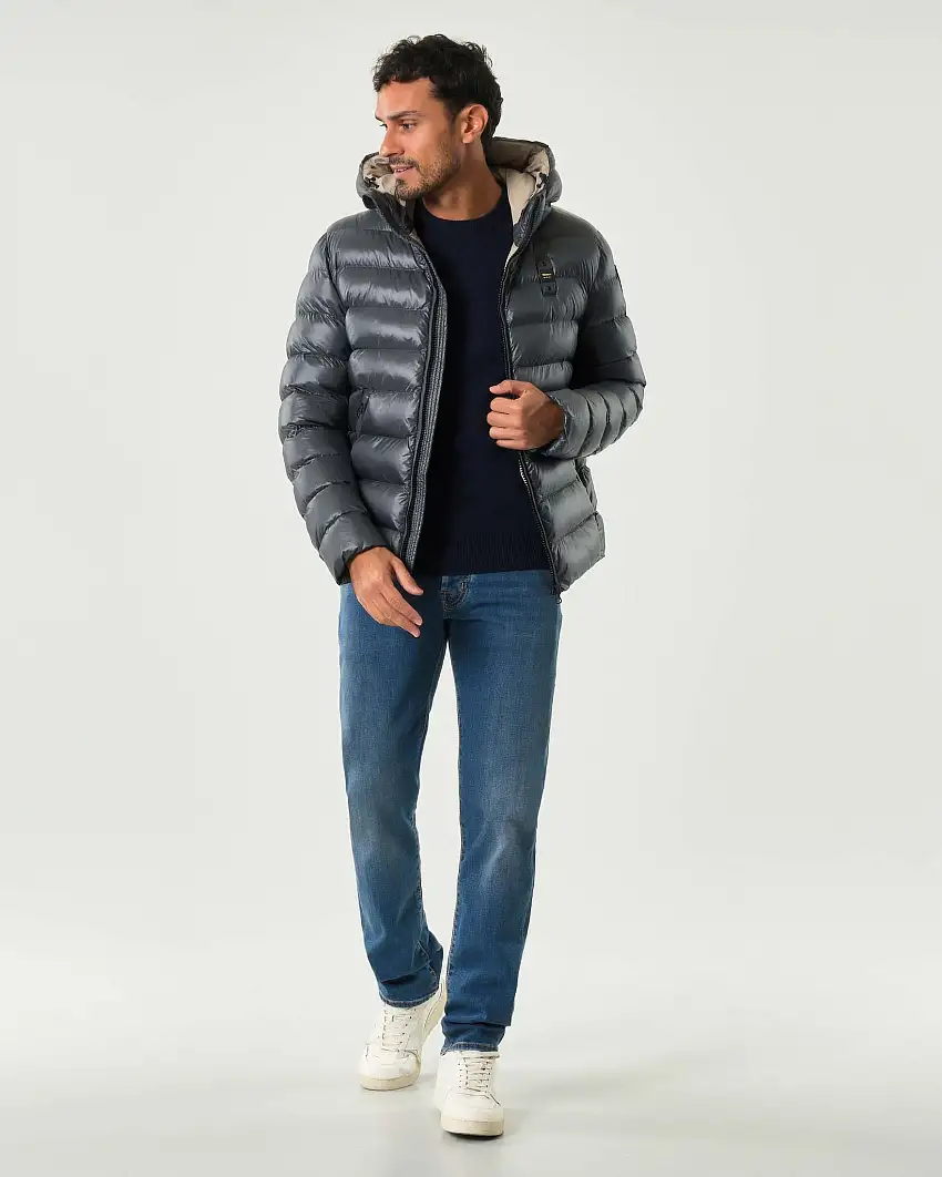 Piumino Adams Blauer grigio con cappuccio e imbottito in ovatta Sorona® Aura