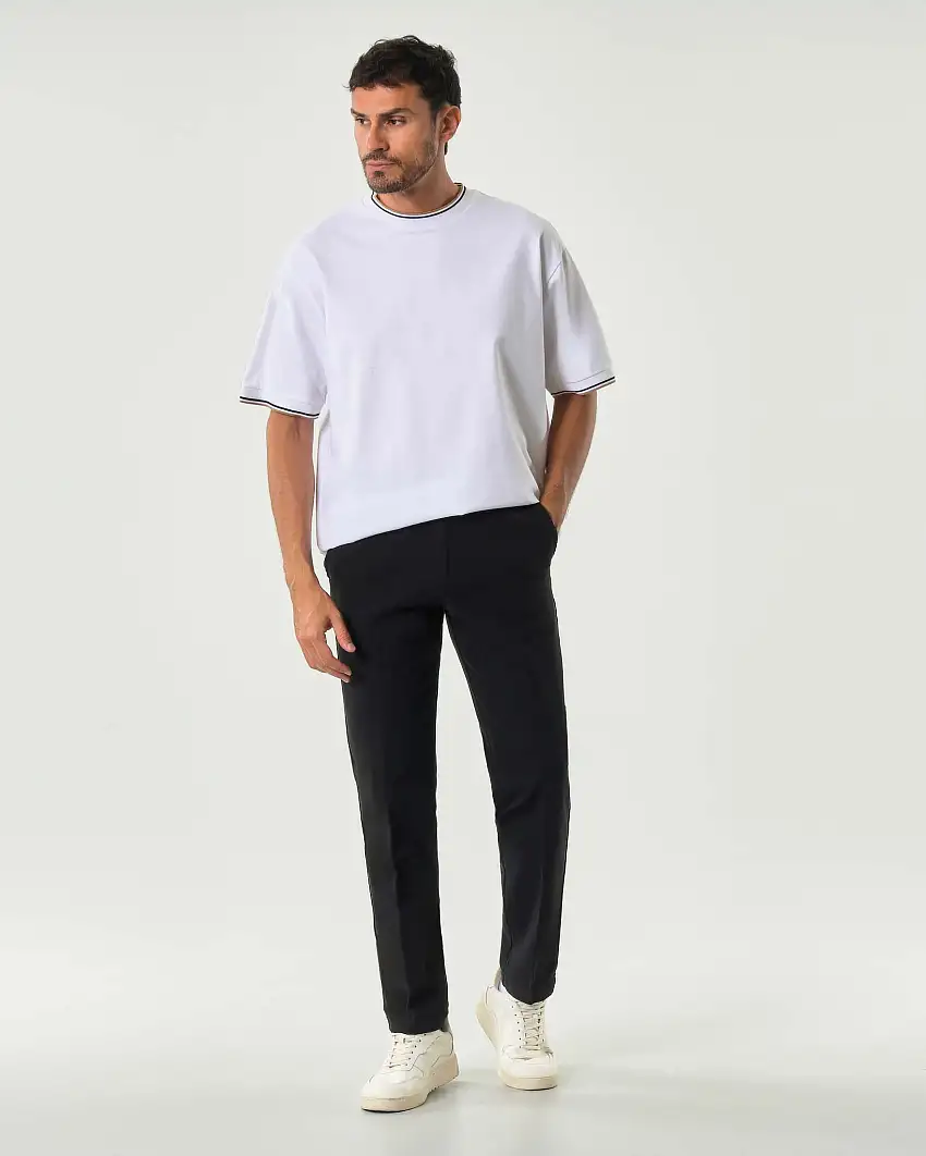 Pantalone chino Boss Kaiton nero in twill di cotone stretch