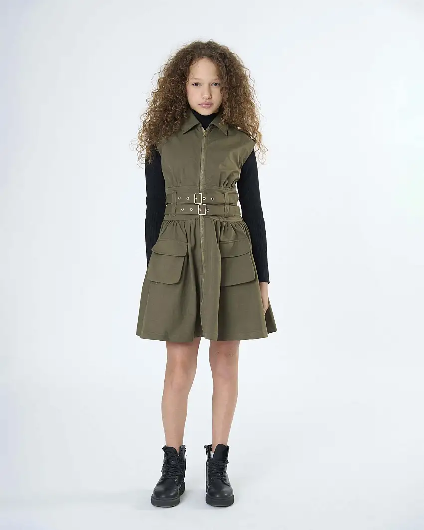 Abito To be Too militare con cinture e tasche smanicato