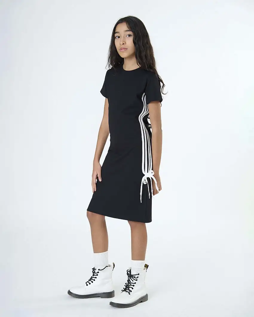 Abito To be Too nero con lacci e righe bianche in misto viscosa