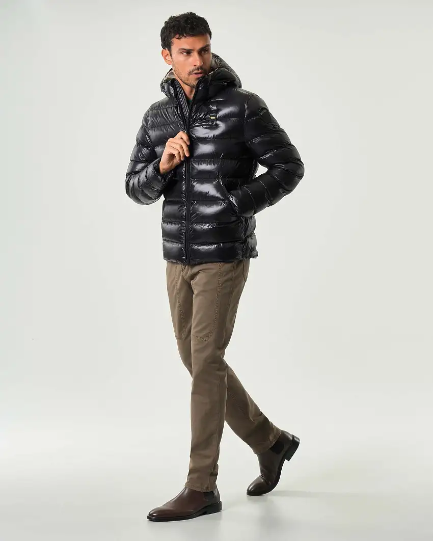 Piumino Adams Blauer nero con cappuccio e imbottito in ovatta Sorona® Aura