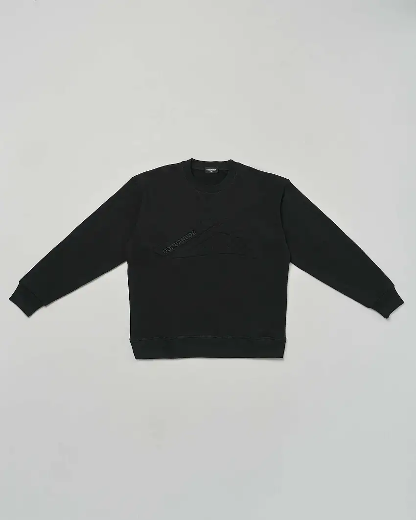 Felpa girocollo Dsquared2 nera in puro cotone con logo icon 3D