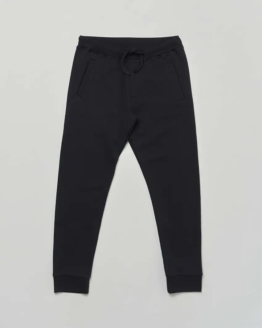 Jogger Dsquared2 nero in puro cotone garzato con coulisse e logo icon bianco