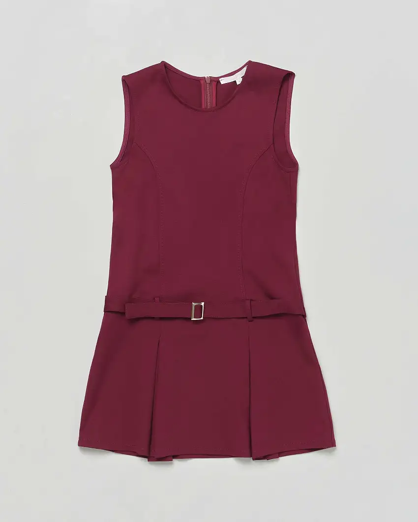 Abito Kocca bordeaux smanicato con cintura in viscosa stretch