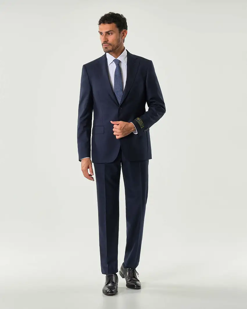 Abito Pellizzari drop7 blu in tela di pura lana Loro Piana Tasmanian super 170'S