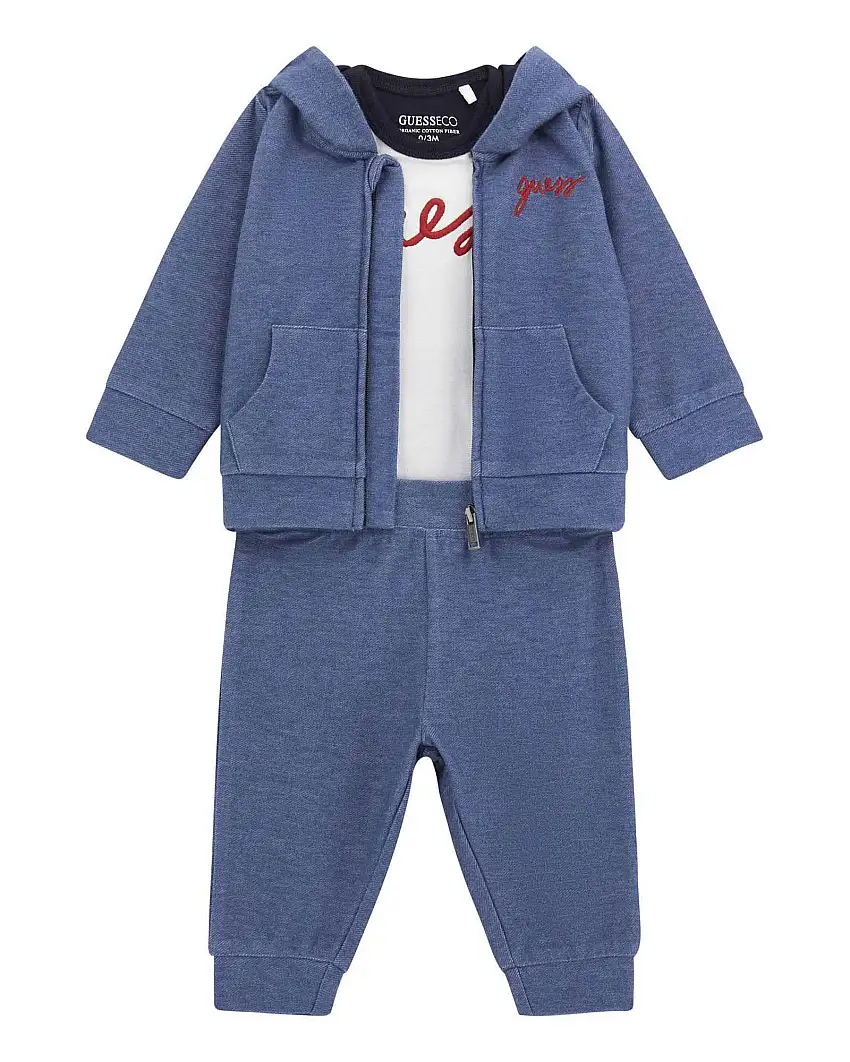 Tuta Guess con body in misto cotone beige e azzurro