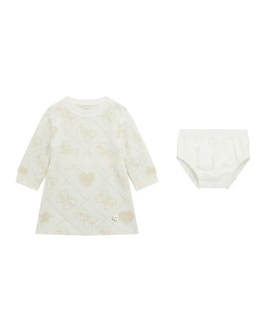 Abito Guess in maglia bianco e oro con culotte