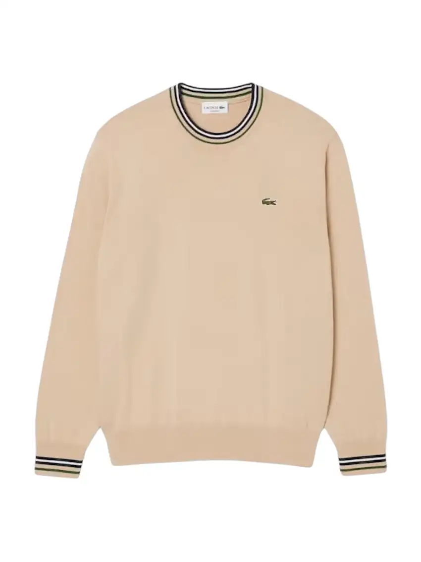 LACOSTE Maglione Uomo AH5158 DV0 BEIGE/BLU NAVY