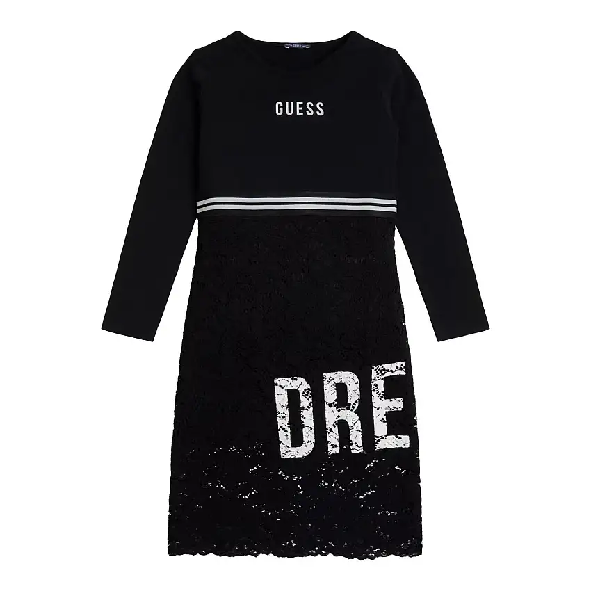 Abito da bambina in pizzo a maniche lunghe Guess
