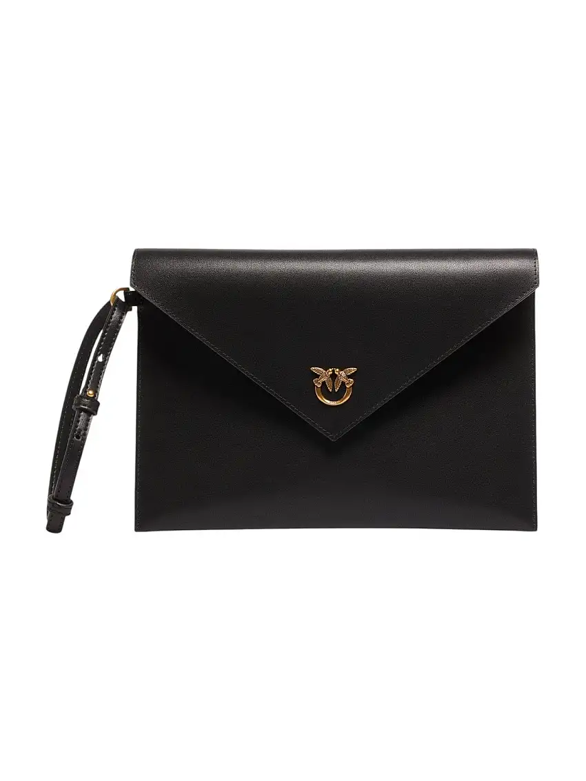 PINKO Pochette Donna FLAT PURSE HANDLE 104820-A0F1 Z99Q NERO-ANTIQUE GOLD