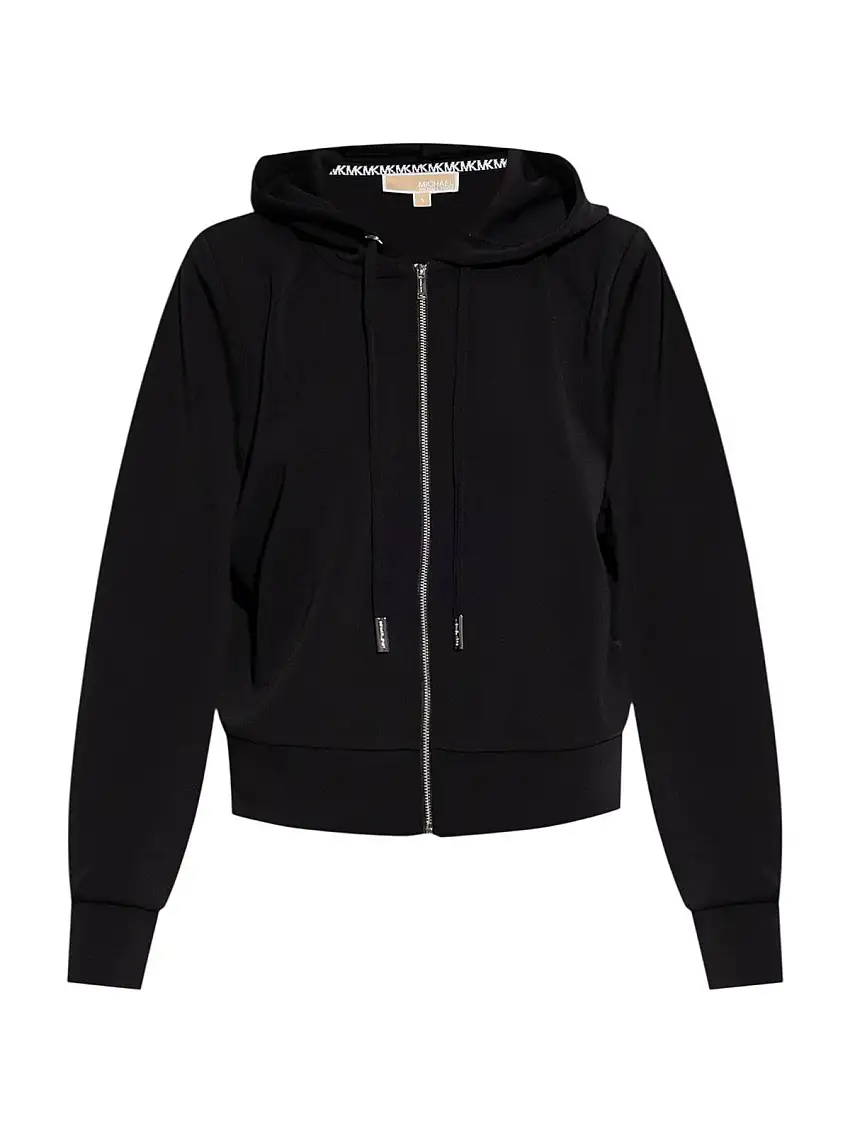 MICHAEL KORS Felpa Donna SHLDR PAD CROP ZIP HDIE MT551SSE45 001 BLACK