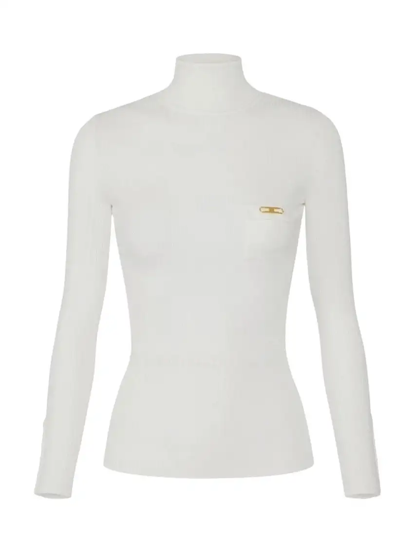 ELISABETTA FRANCHI Women's Turtleneck Sweater MK11B56E2 360 Ivory